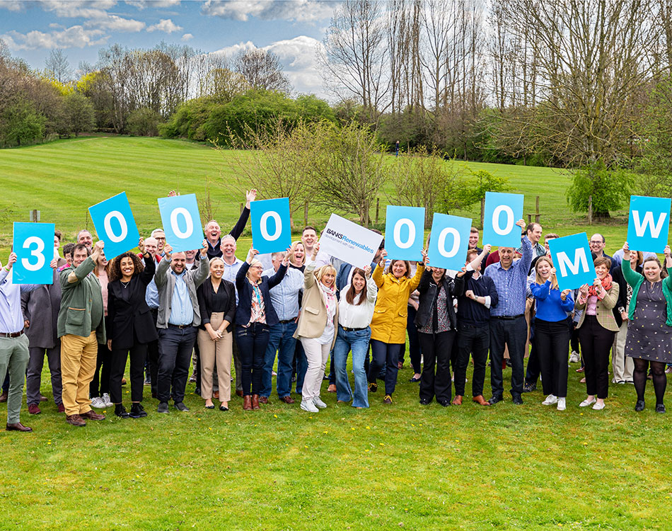 Members of the Banks Renewables team mark their three million MWh generated