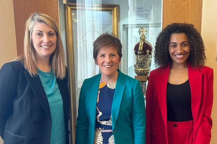 Members of Banks' Common Farm Solar project team (from left) Jill Askew, Rachael Edmunds and Jamilah Hassan