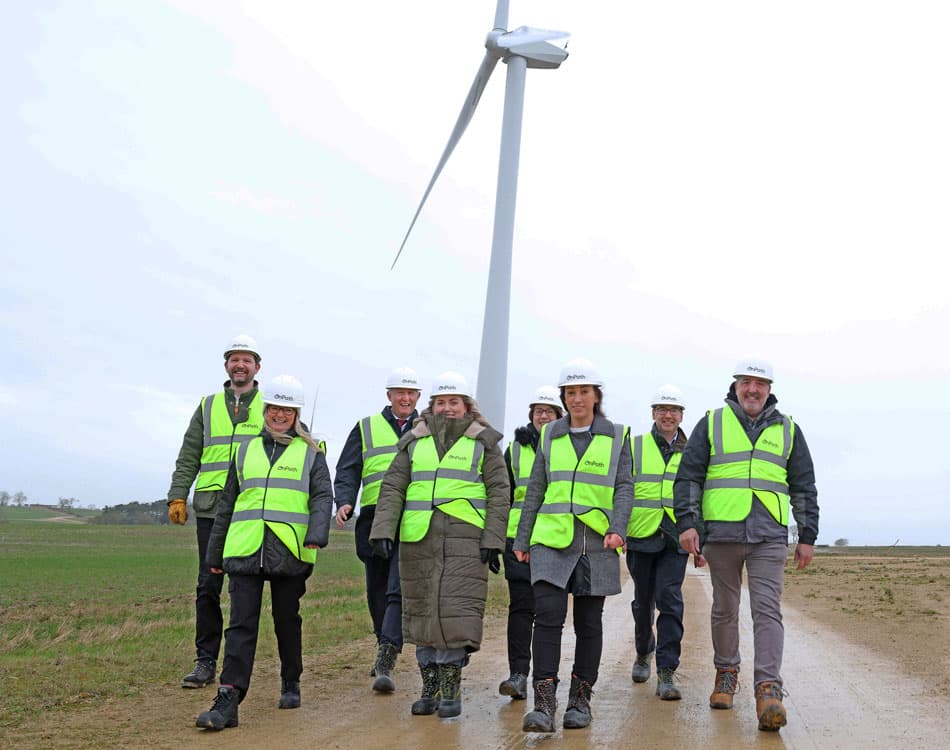The OnPath Energy team at Moor House Wind Farm in Darlington