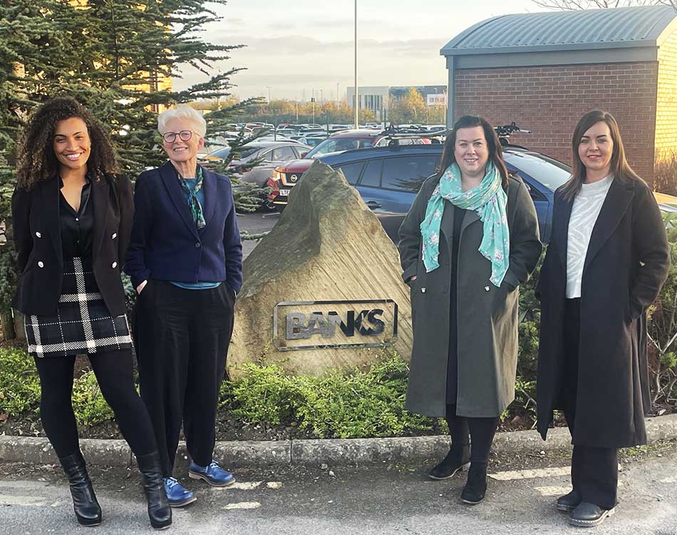 (from left) Banks Group community relations managers Jamilah Hassan and Kate Culverhouse, executive assistant Lucy Hinds and Sarah McIntyre, fund manager at Point North