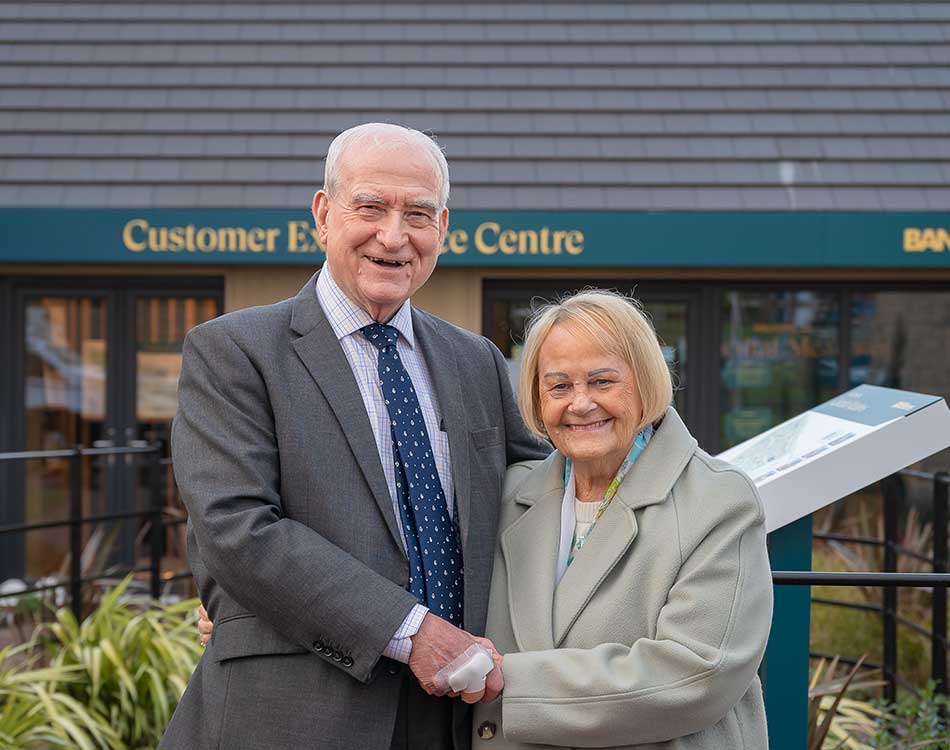 Banks Group chairman and chief executive Harry Banks and his wife Janice conducting the official opening for the show homes at Banks Homes'
Cathedral Meadows development in West Rainton