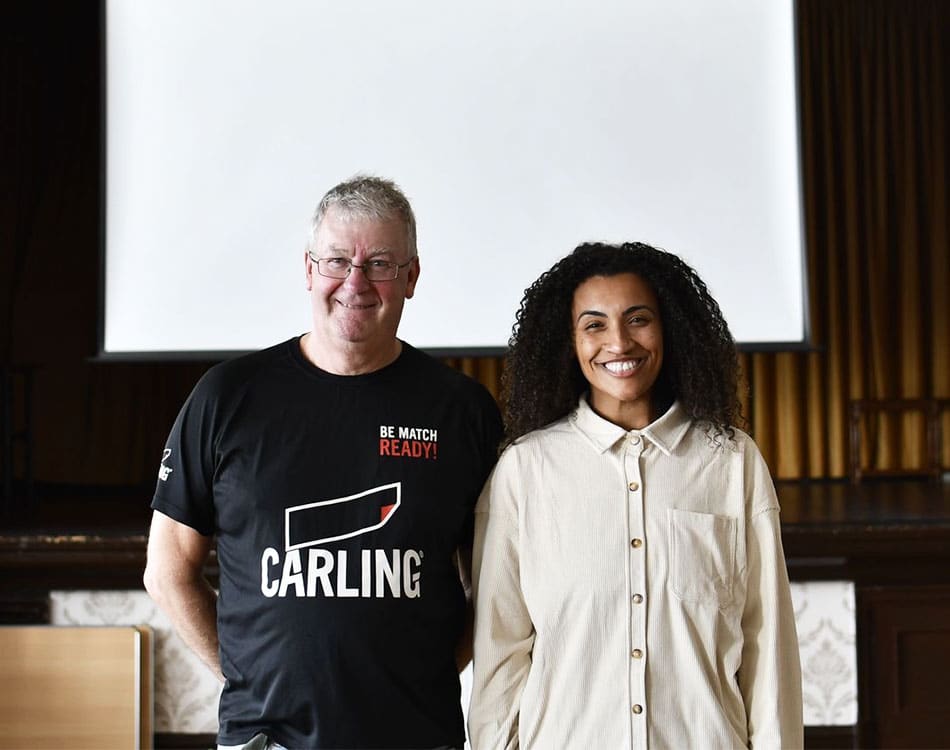 David Johnson, director at Lynemouth Miners Welfare Institute, with Jamilah Hassan, community relations manager at the Banks Group