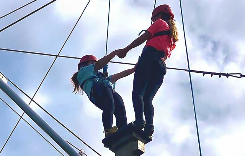Young people from West Rainton on the high ropes at the Moor House Adventure Centre
