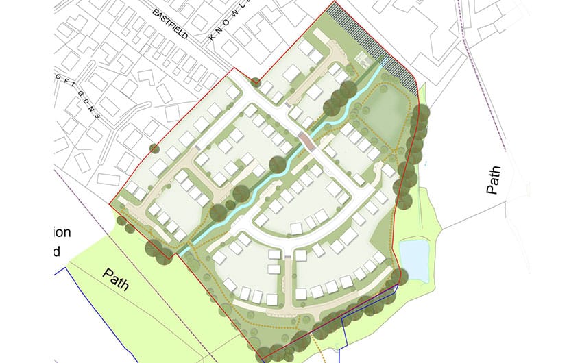 The outline masterplan for Banks Property's proposed Shepley residential development