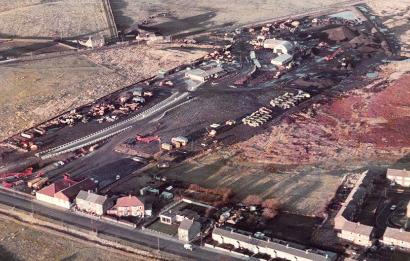 An aerial shot of Banks' Tow Law site in 1981