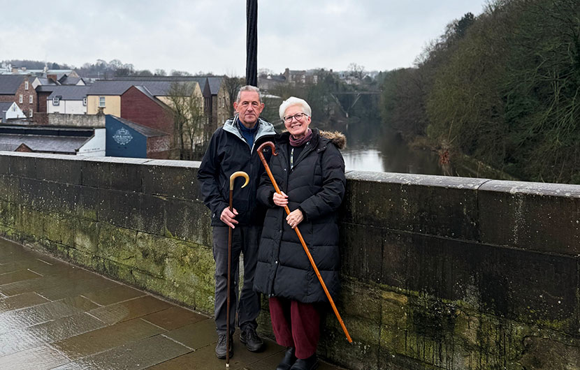 Durham Stick Makers’ secretary Michael Timmins with Kate Culverhouse of the Banks Group