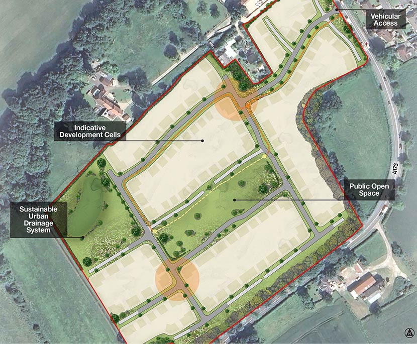 An aerial map of the proposed Great Ayton development site