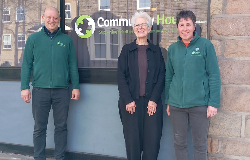 Lifeline Harrogate's CEO Carl Good (left) and (right) Fundraising Manager Ruth Skaife-Clarke with Kate Culverhouse of the Banks Group